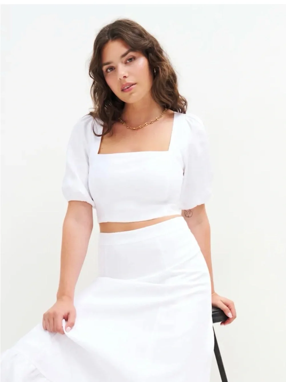 Reformation White Midi Ruffle-Hem A-Line Skirt - Picture 4 of 5